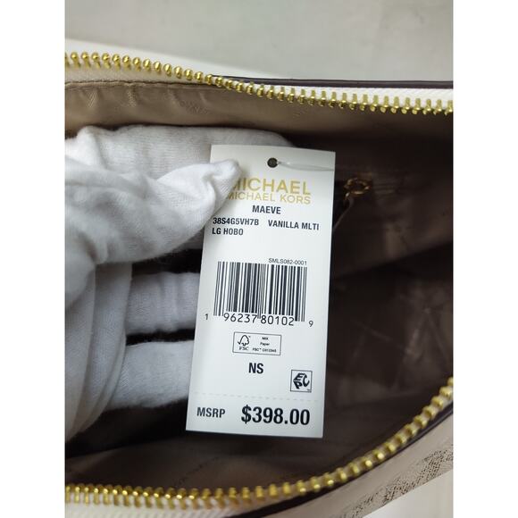 Michael Kors Maeve Vanilla Ivory Leather Zipper Closure Hobo Shoulder Bag - NWT - Picture 11 of 16